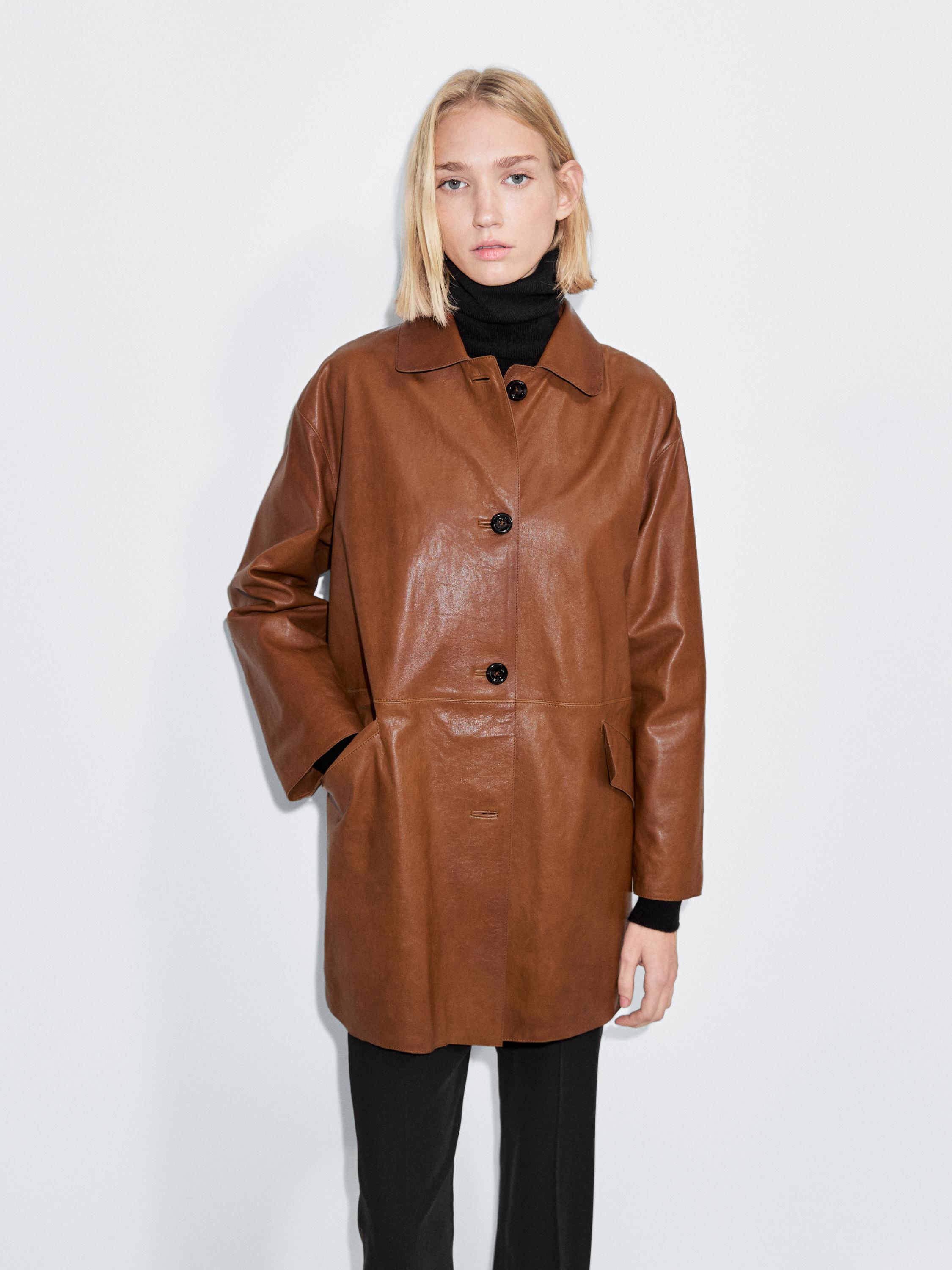 Long nappa leather coat